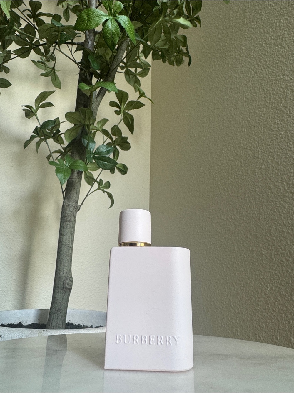 Burberry Light Pink Fragrance Bottle with Gold Trim